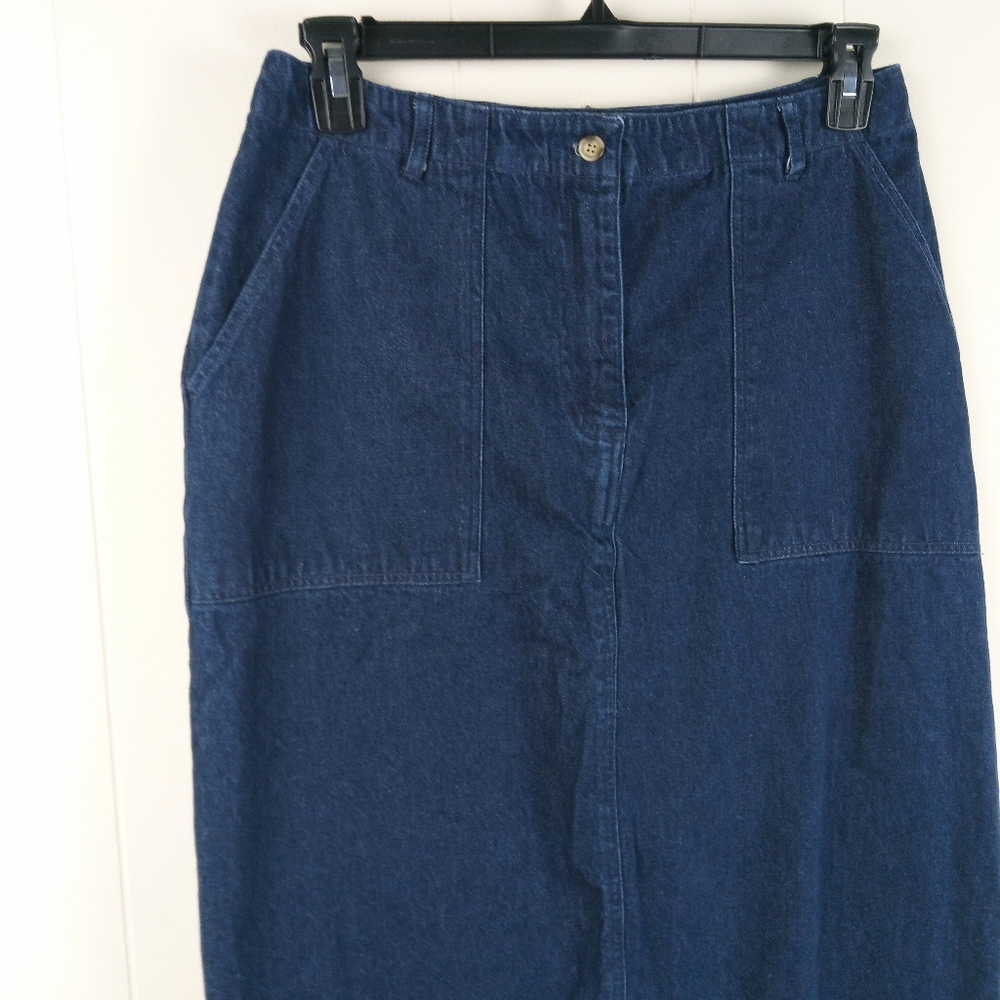 Mountain Lake Denim Midi Skirt Size 12 Blue Minimalist Modest Boho Cottagecore - Picture 2 of 10